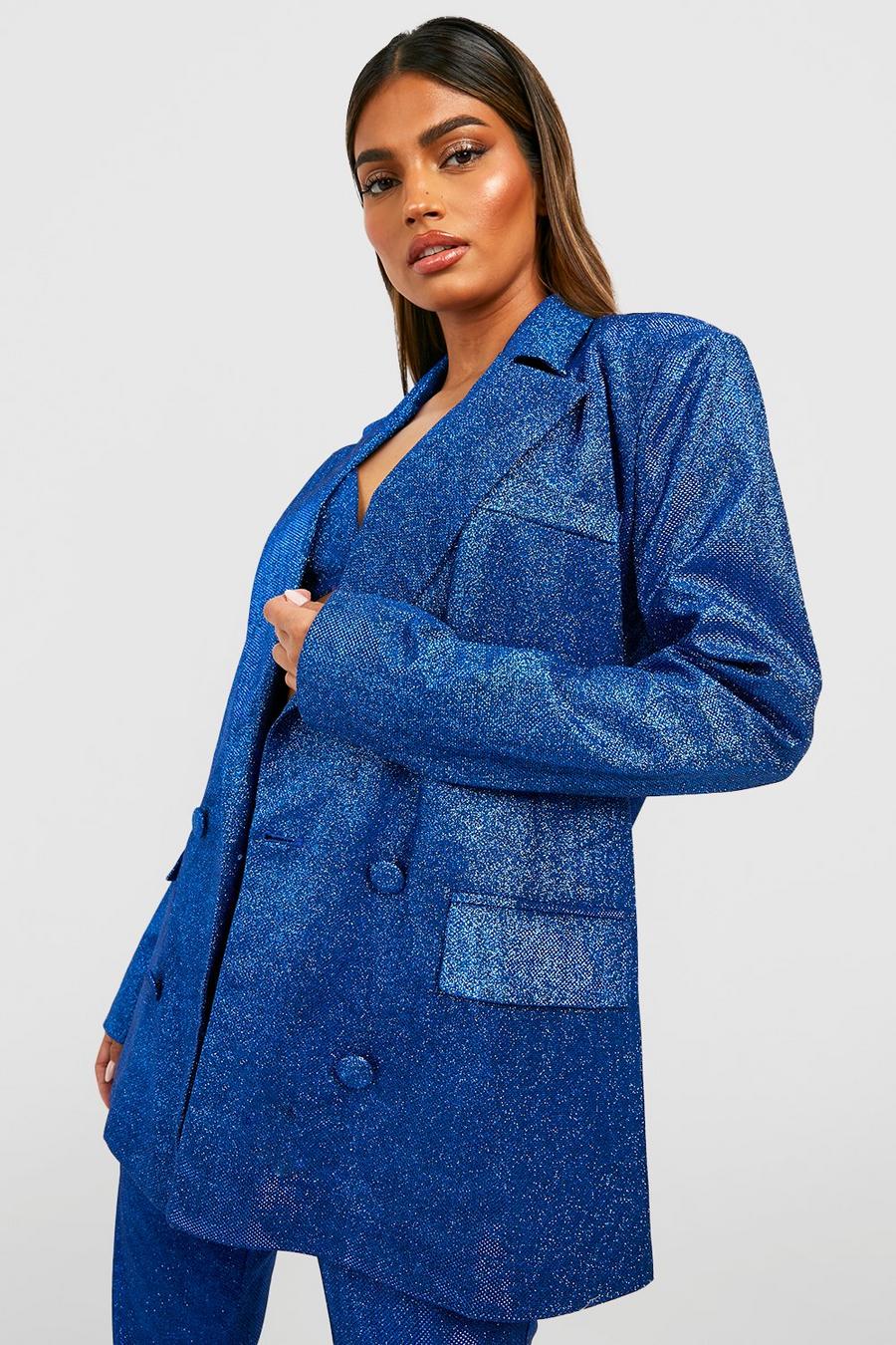 Cobalt blue Glitter Oversized Tailored Blazer