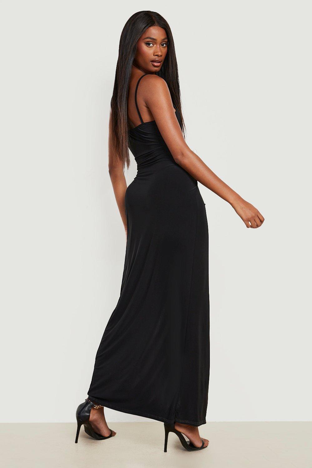 Black strappy 2025 wrap dress