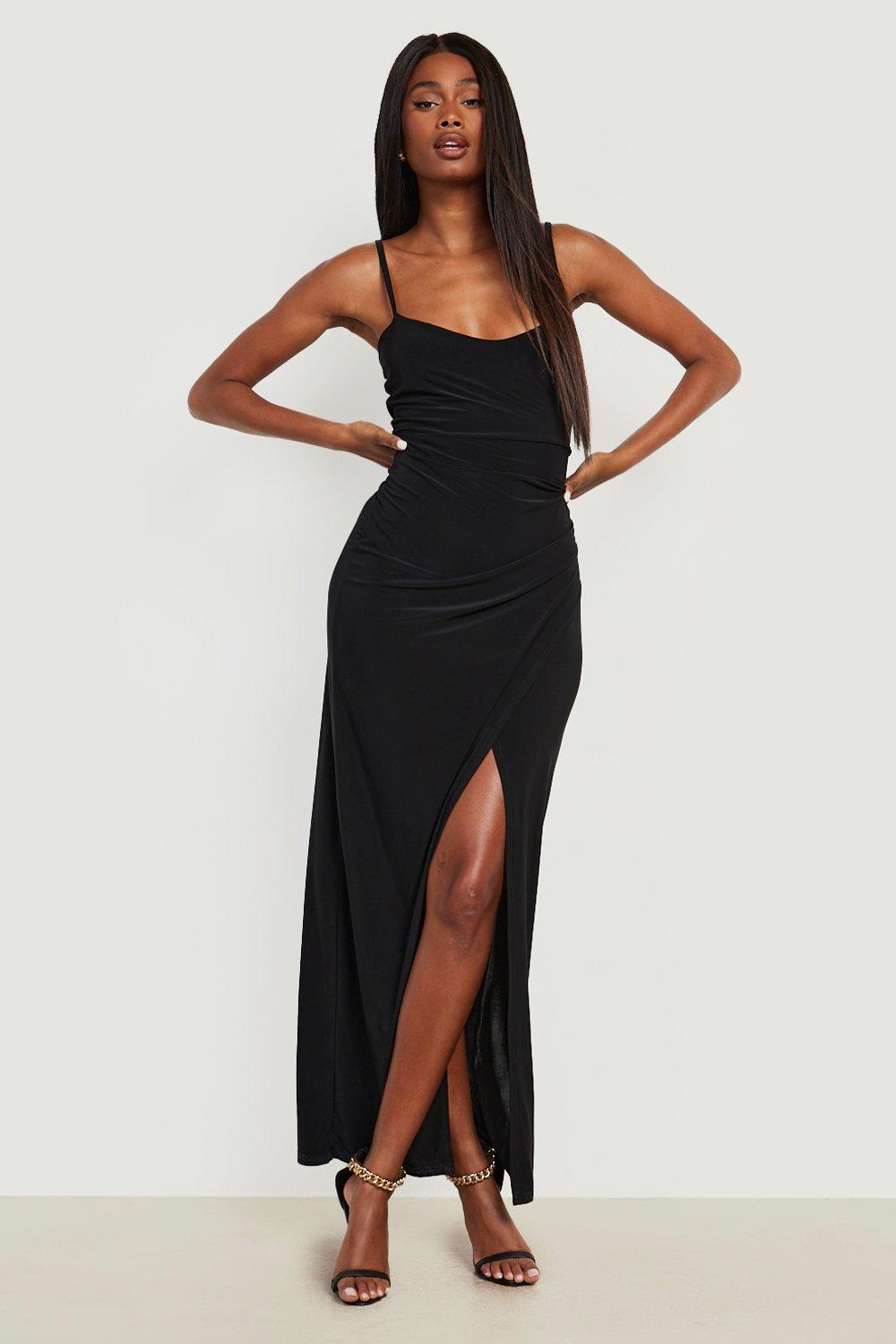 Black strappy shop wrap dress