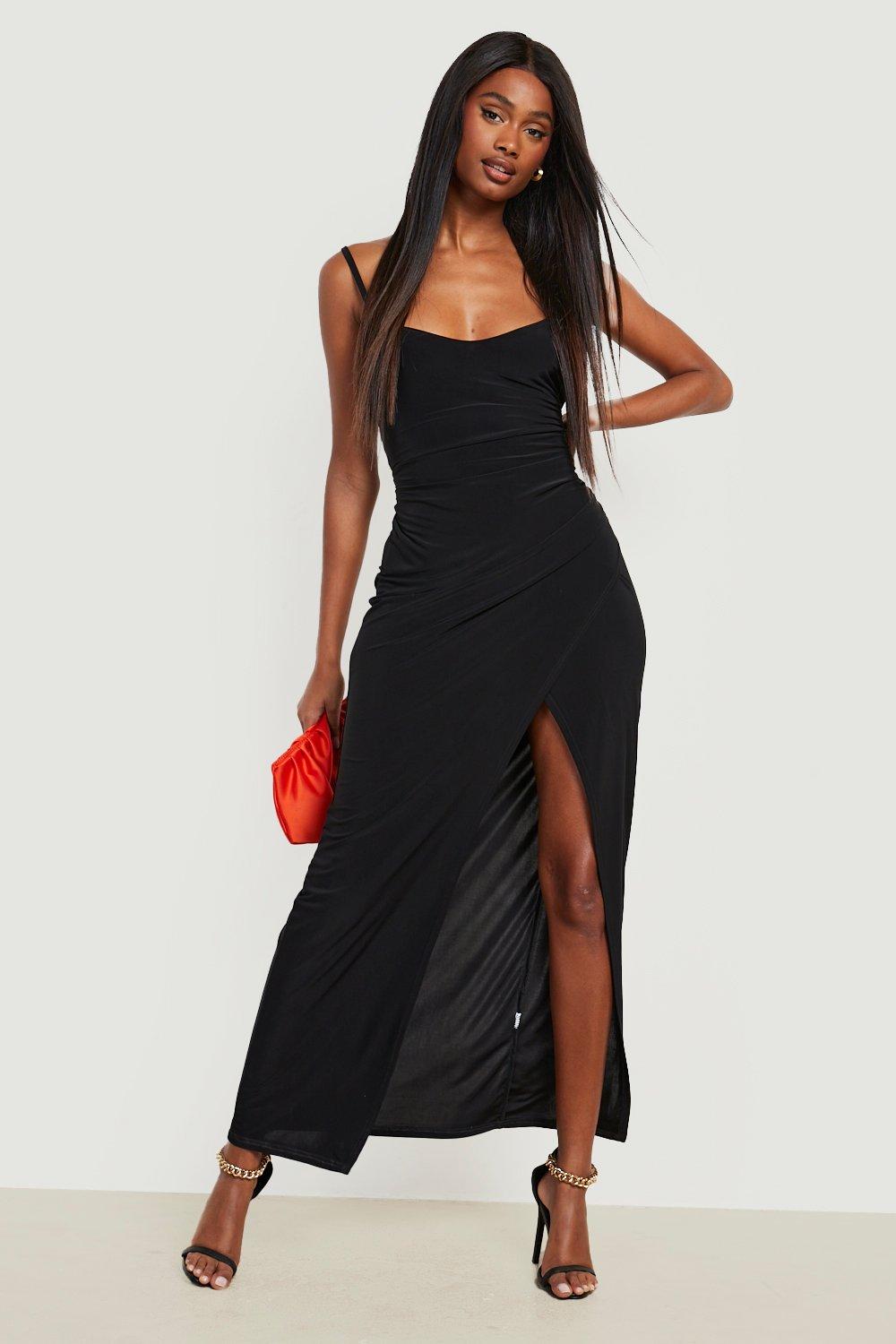 Black strappy wrap dress on sale