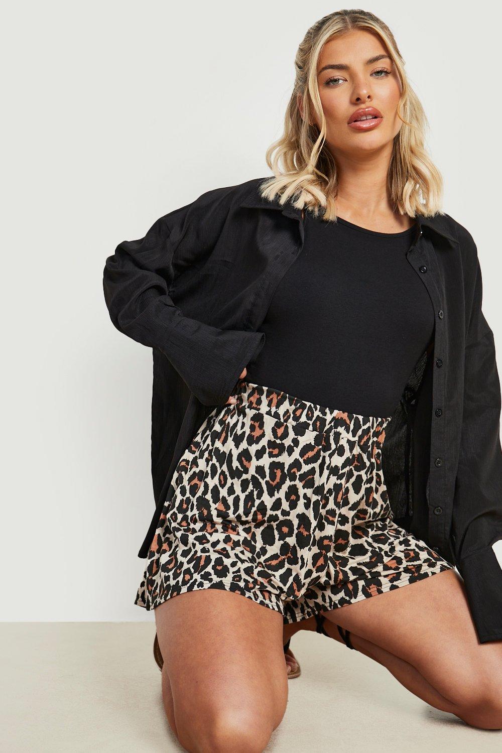 Boohoo Macie Leopard Print Roll Hem Safari Style Shorts, $26, BooHoo