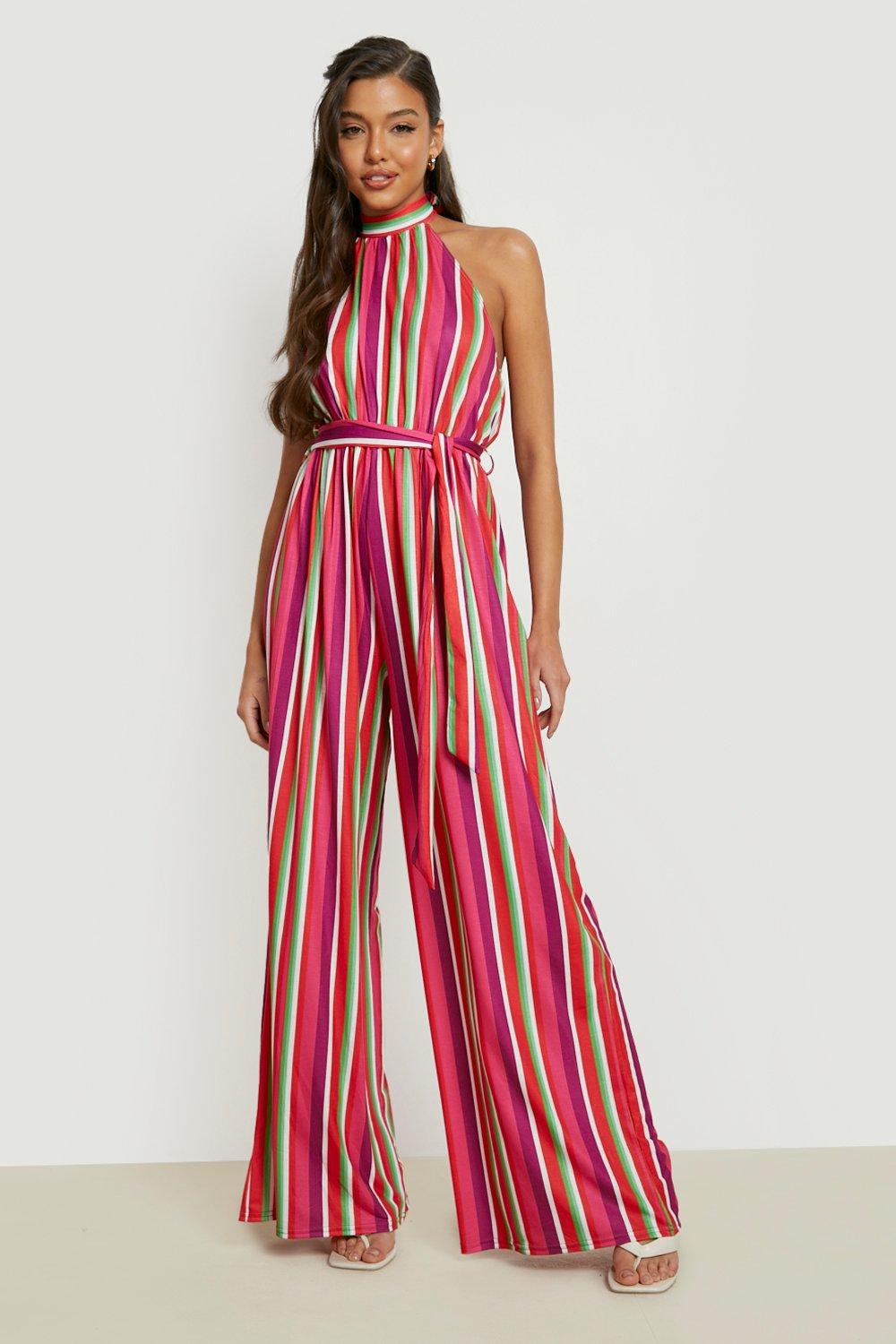 Boohoo cheap striped jumpsuit