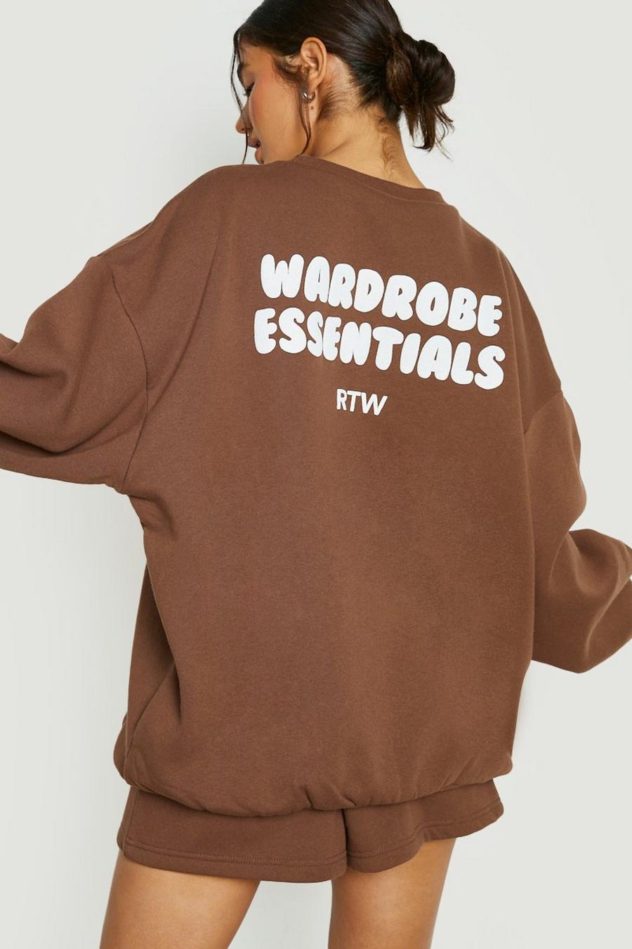 Chocolate brown Wardrobe Essentials Back Print Sweater