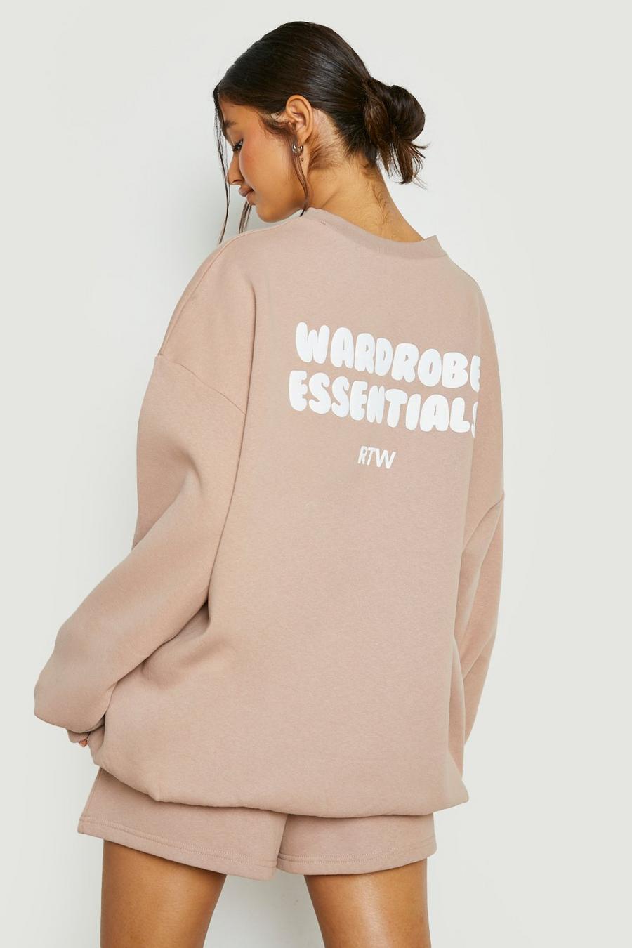 Taupe Wardrobe Essentials Back Print Sweater image number 1