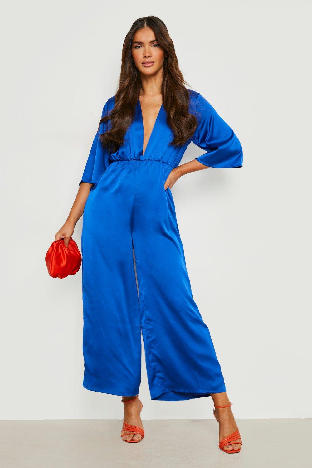 Boohoo store blue jumpsuit