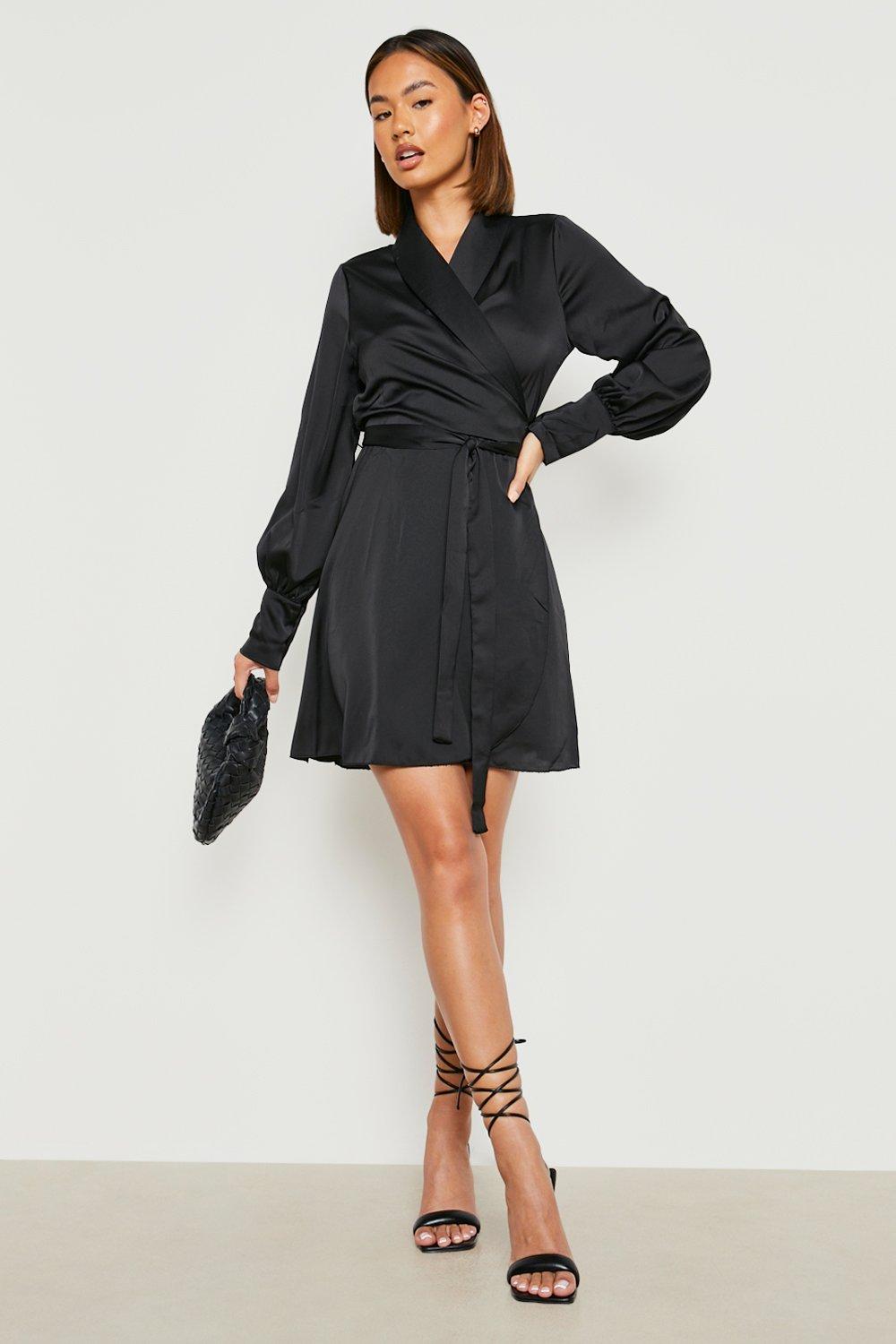 Boohoo satin ruffle wrap dress in leopard sales