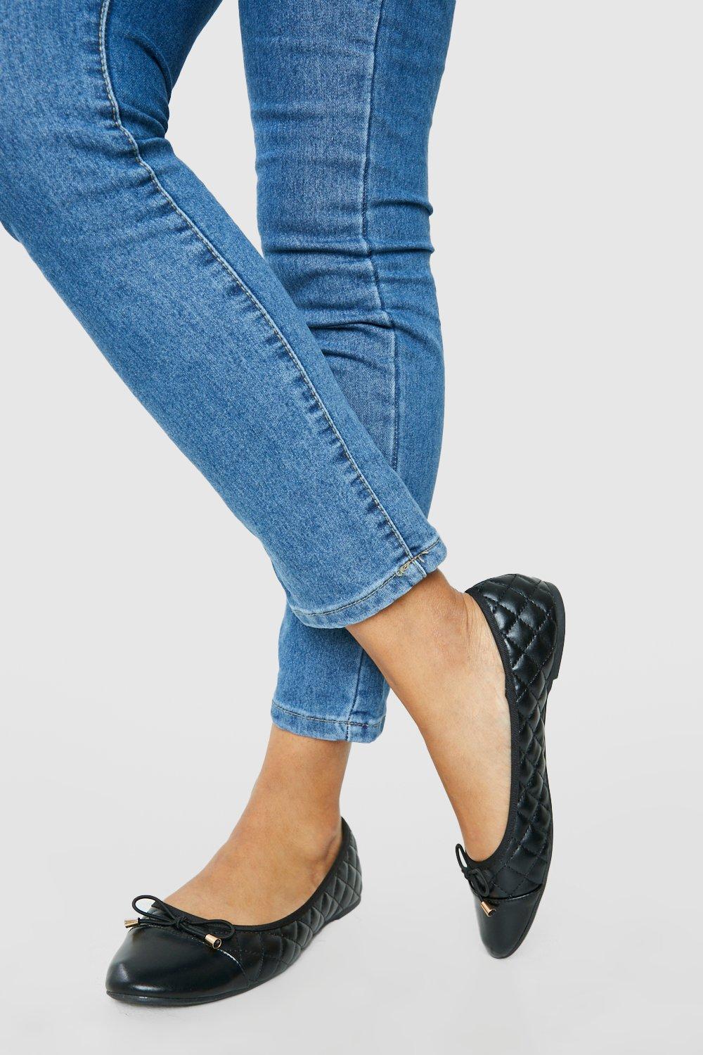 Black quilted best sale ballet pumps