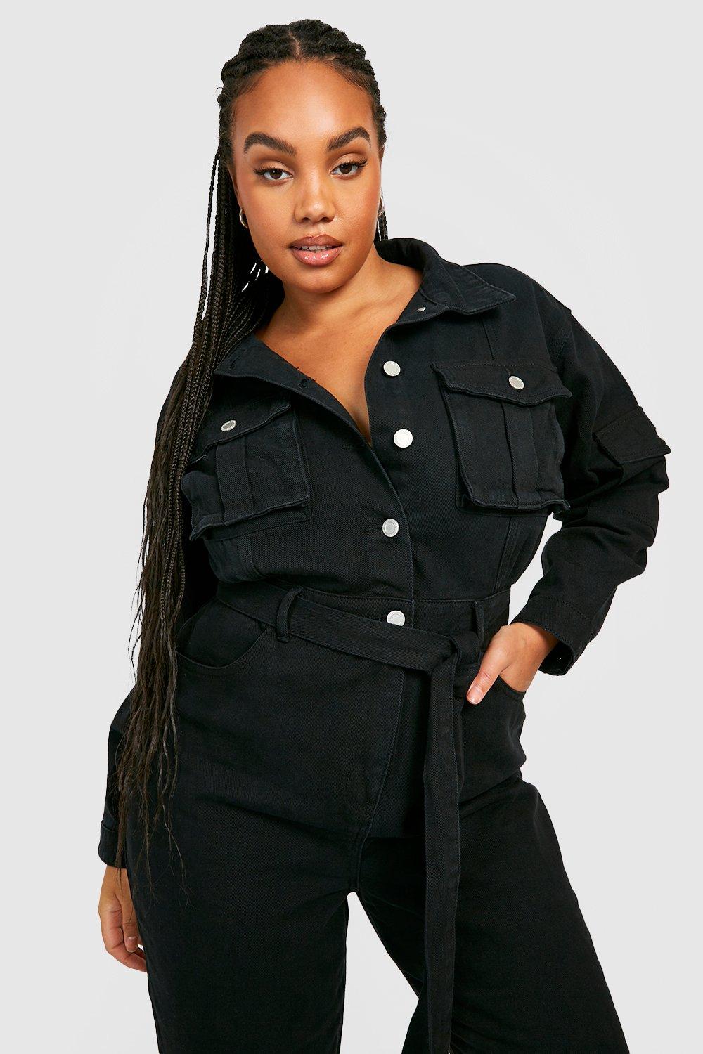 Black denim boiler suit womens on sale