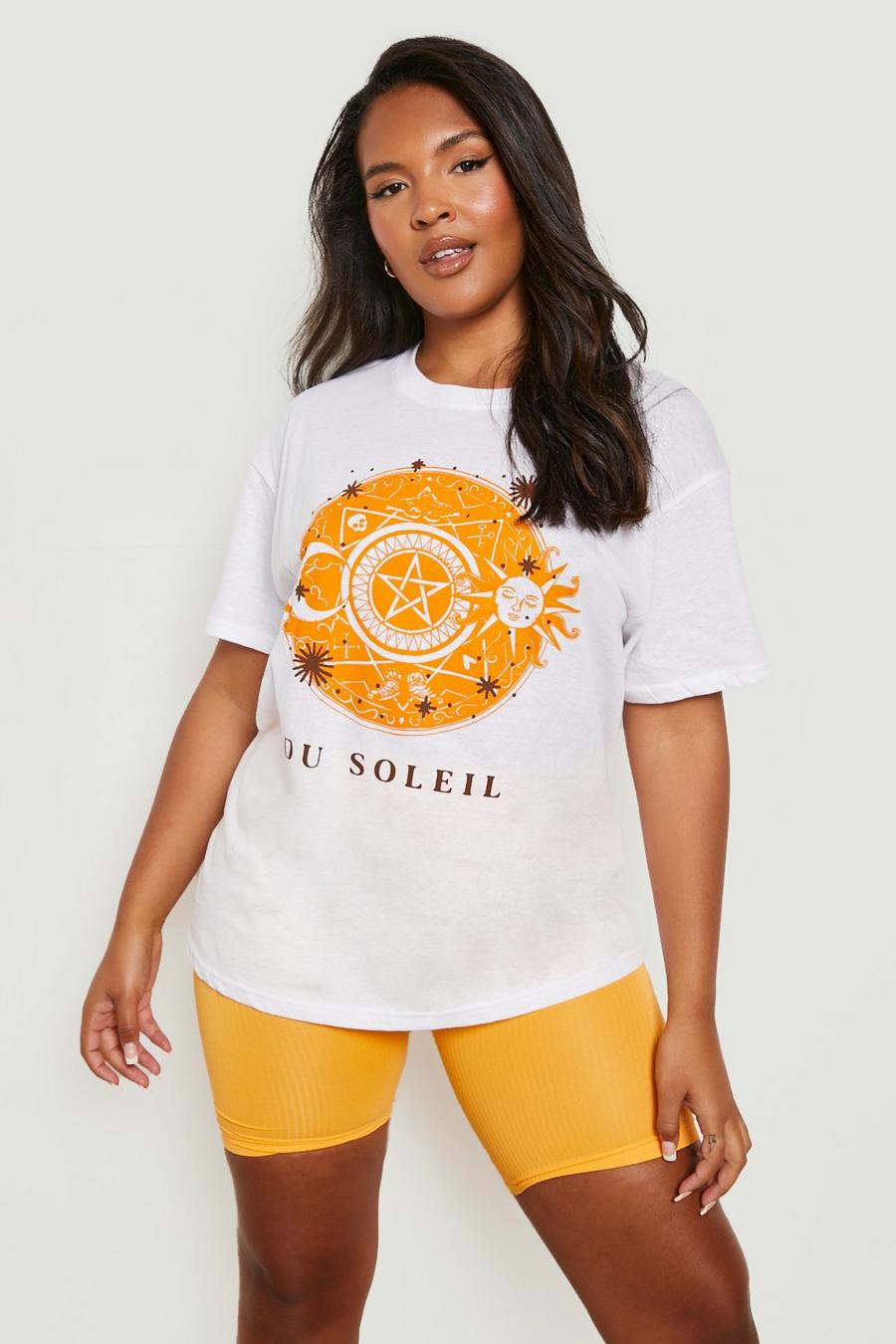 White Plus Sunshine & Moon Printed T-shirt image number 1