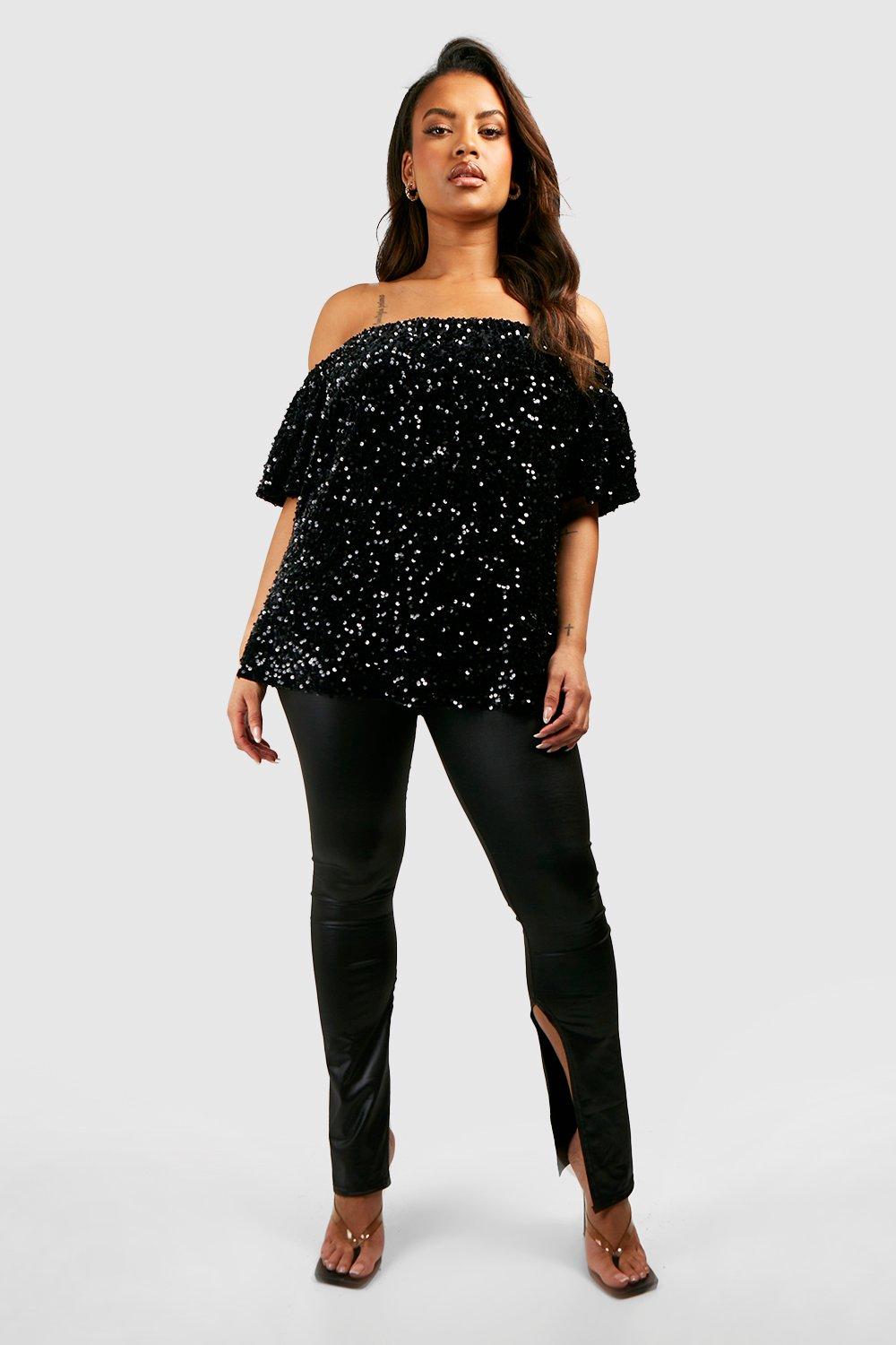 Off the shoulder discount sequin top plus size