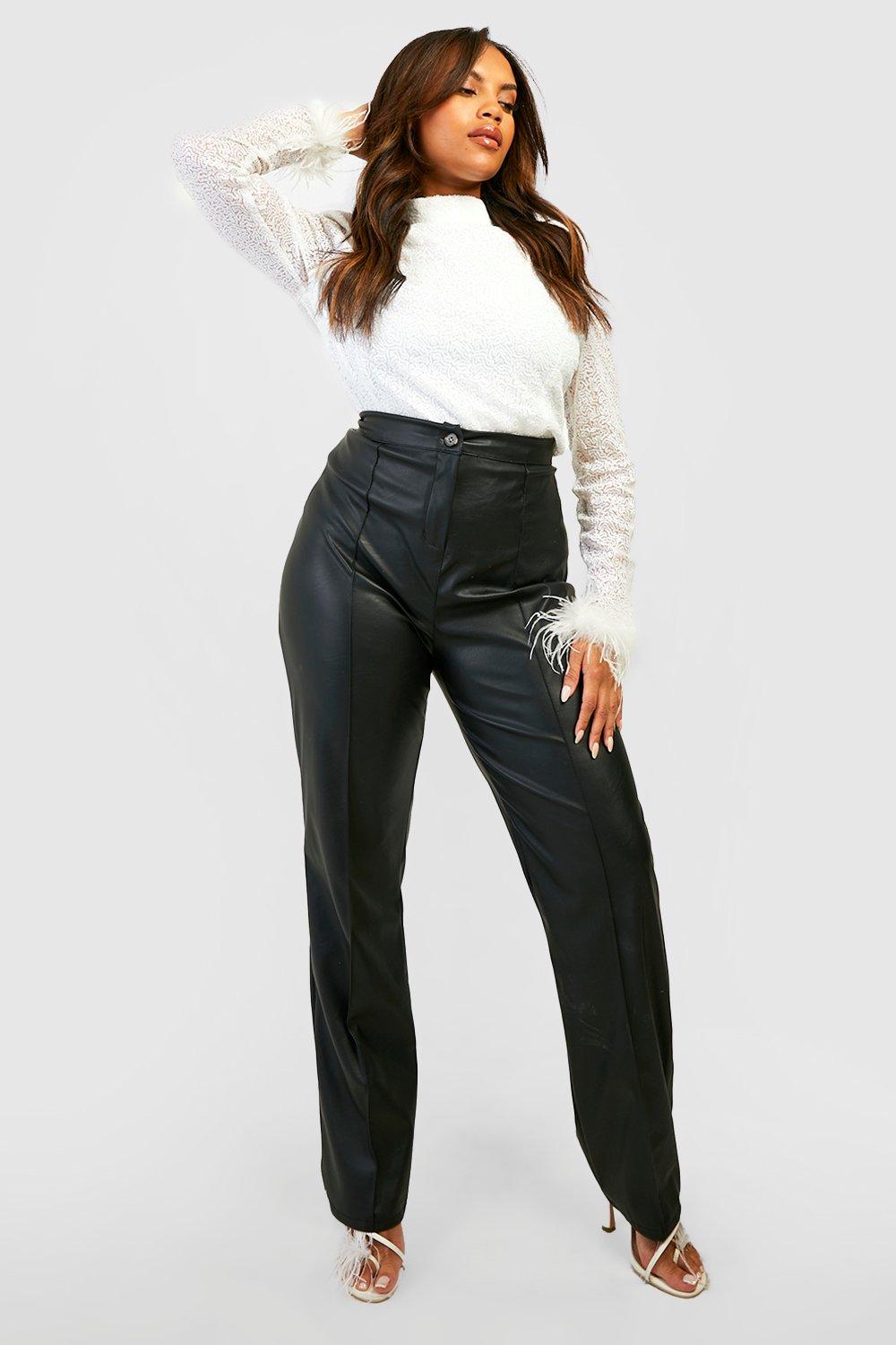 Missguided - Plus Size Faux Leather Trousers Black