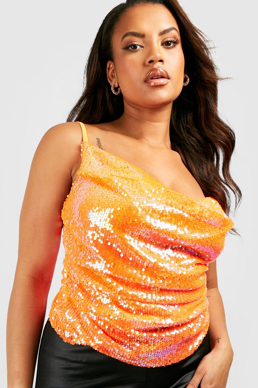 Orange Plus Sequin Bodysuit image number 1