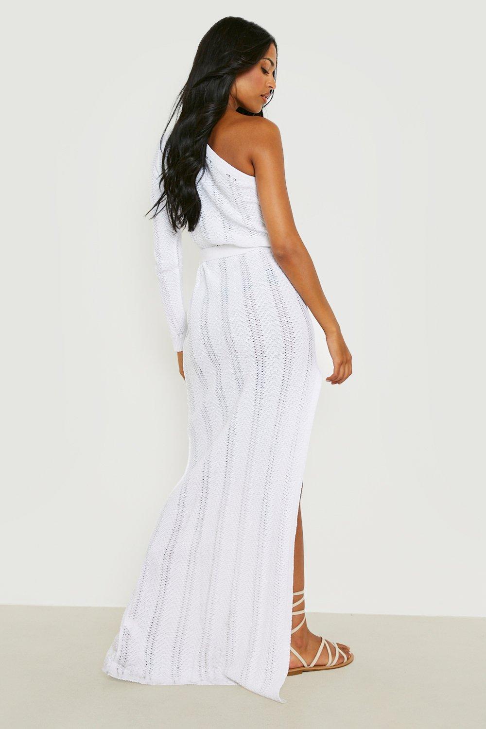 White one 2025 shoulder crochet dress