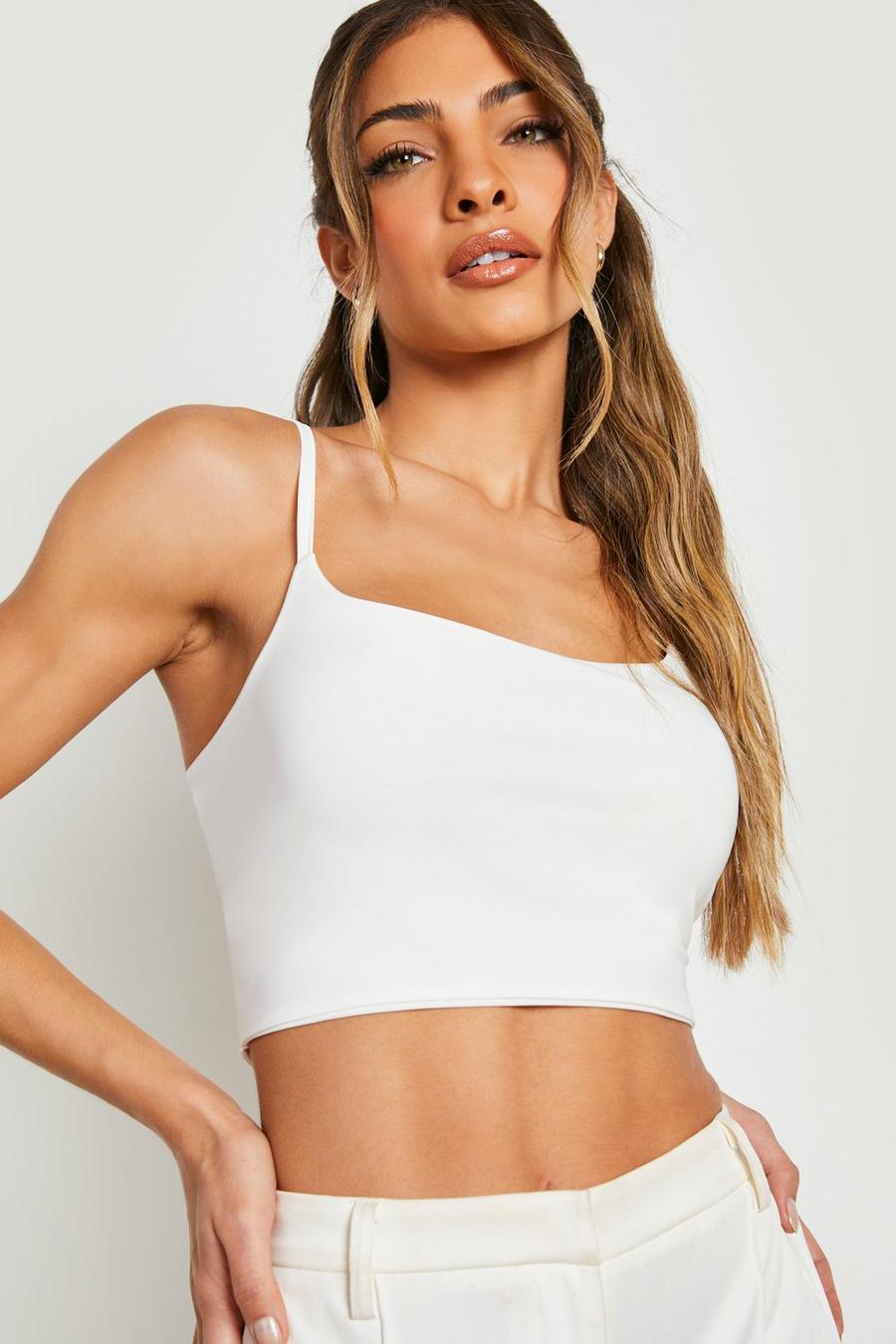 White Double Layer Slinky Bralet image number 1