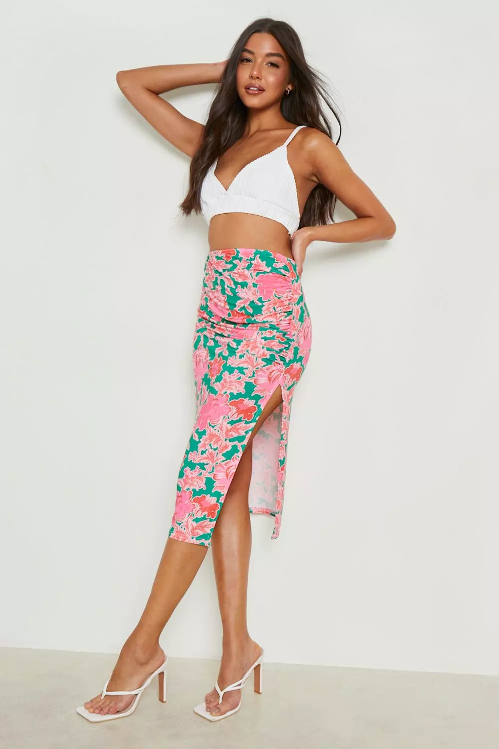 Boohoo floral 2024 midi skirt