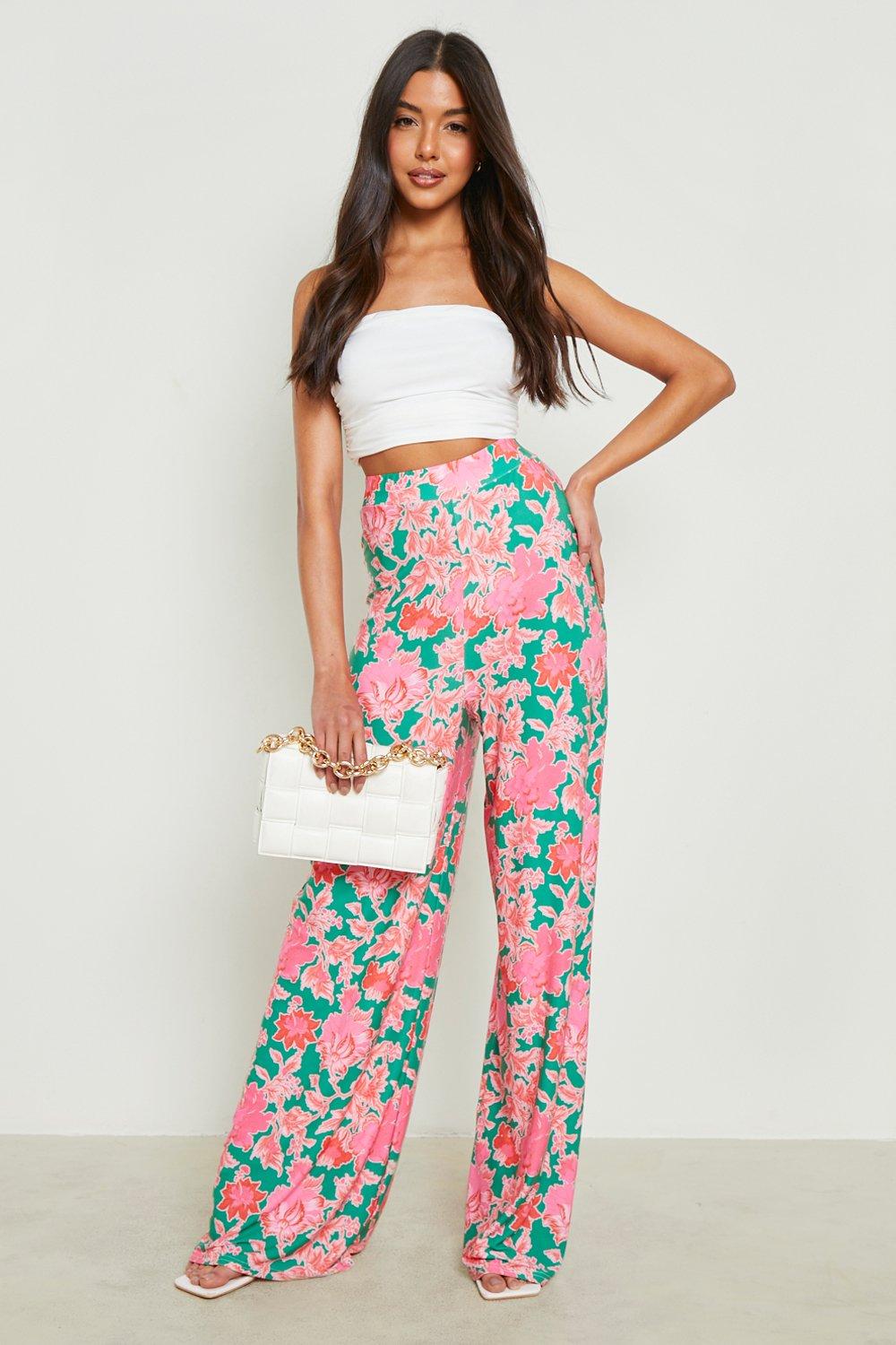 High-Waisted Floral Wide-Leg Pajama Pants for Women