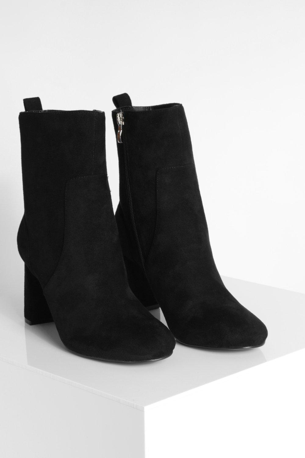 Black ankle clearance booties round toe