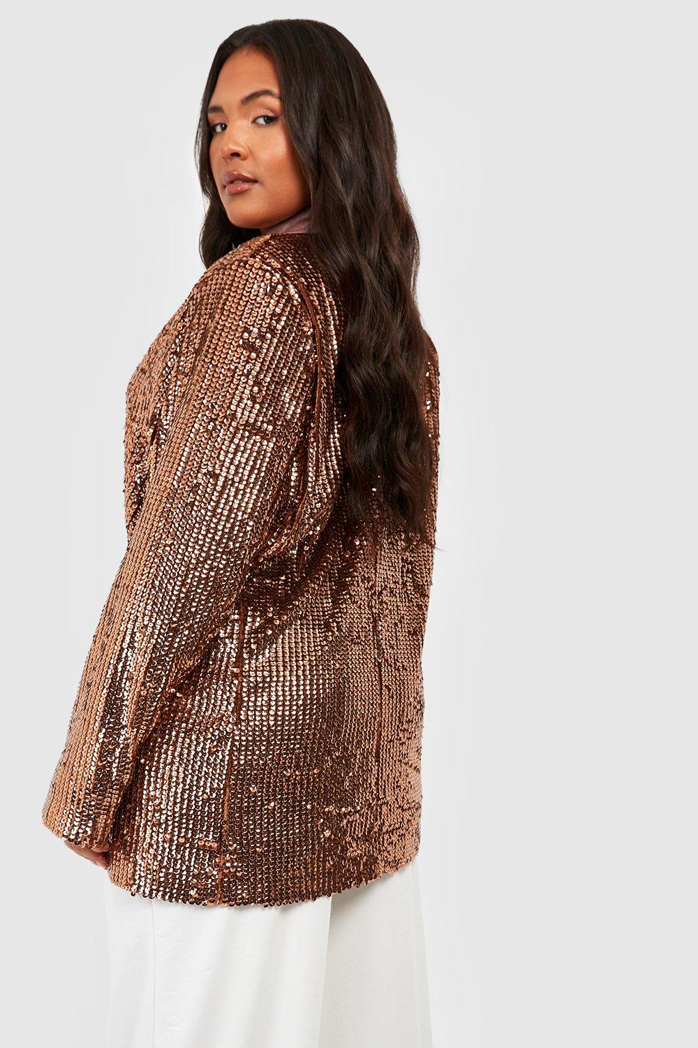 Plus size gold hot sale sequin jacket