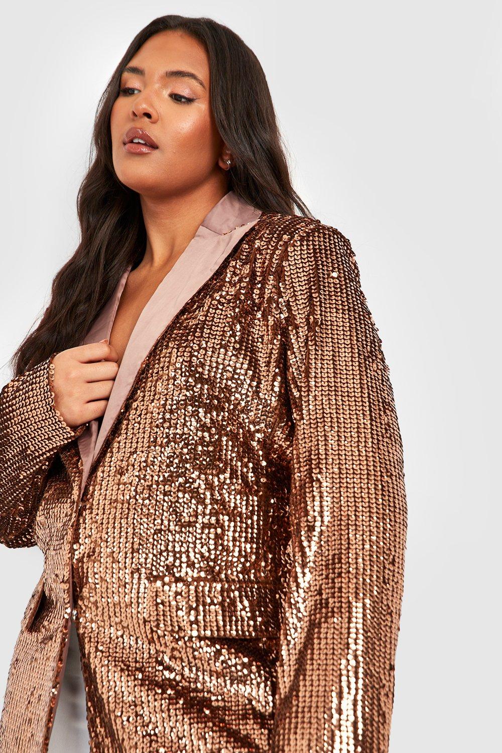 Plus size gold outlet sequin blazer