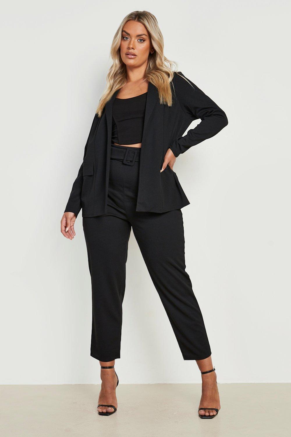 Plus Blazer Self Fabric Trouser Suit Set boohoo UK