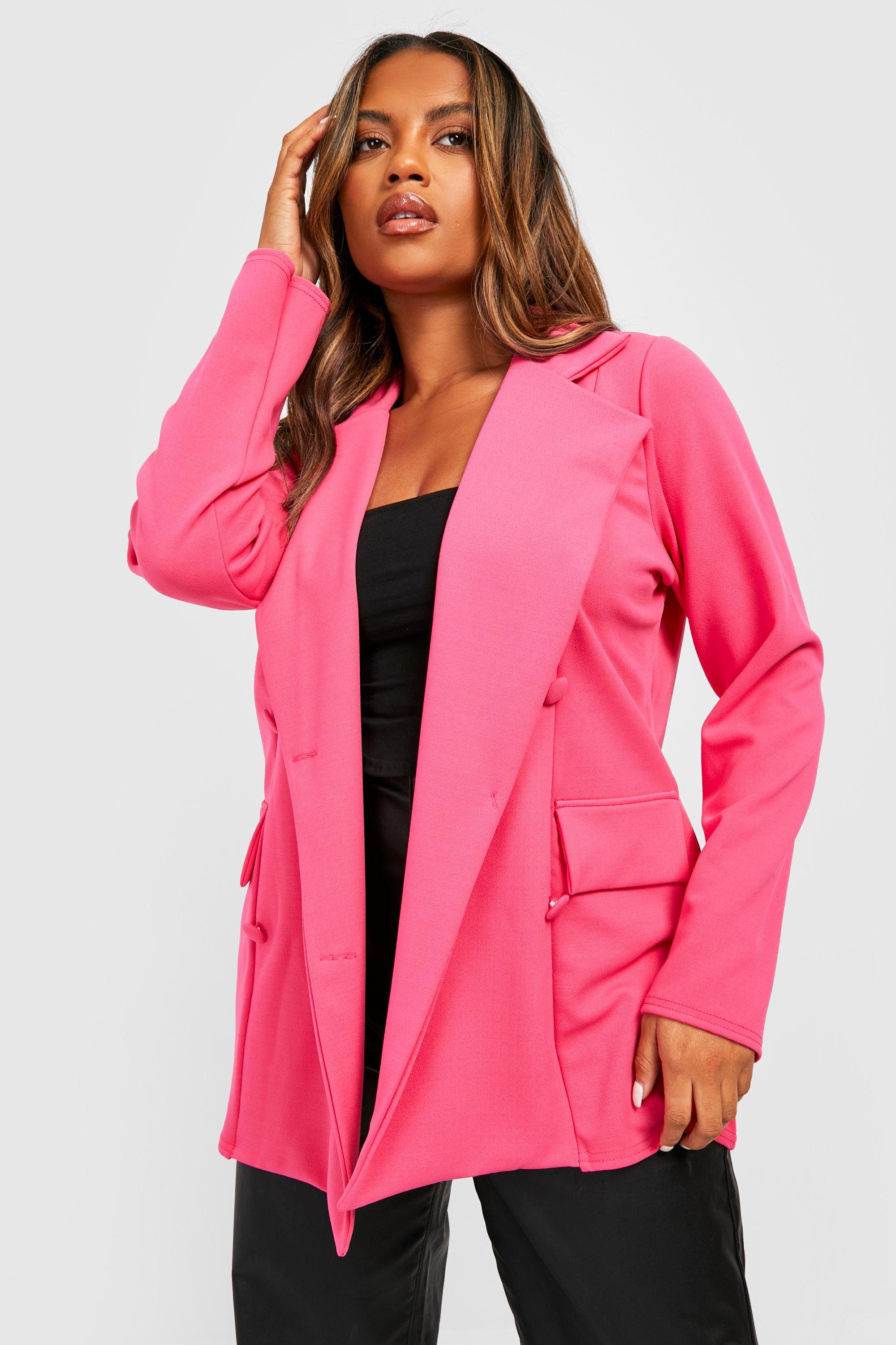 Blazer Plus Size da Hot Pink Branco