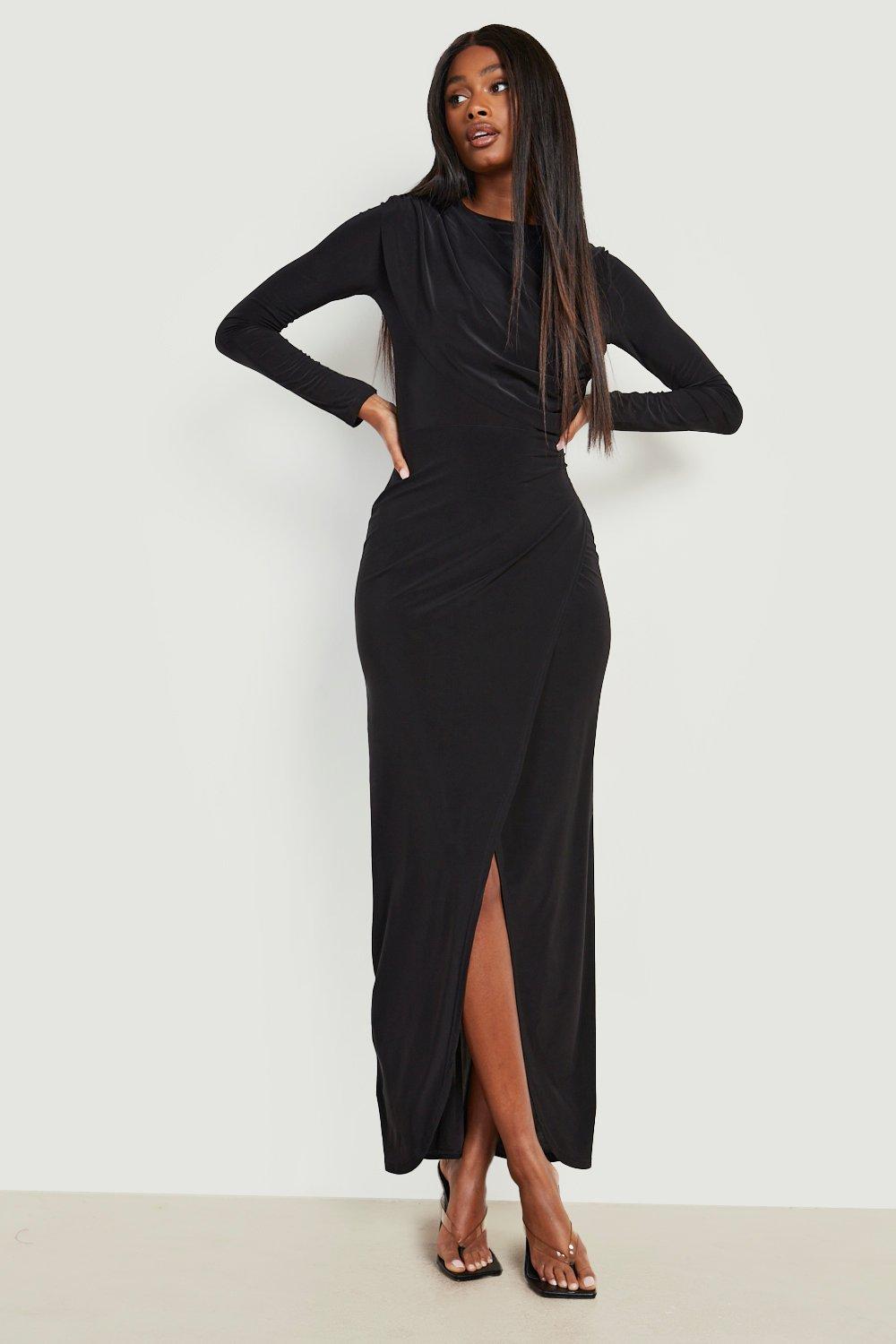 Boohoo long shop black dress