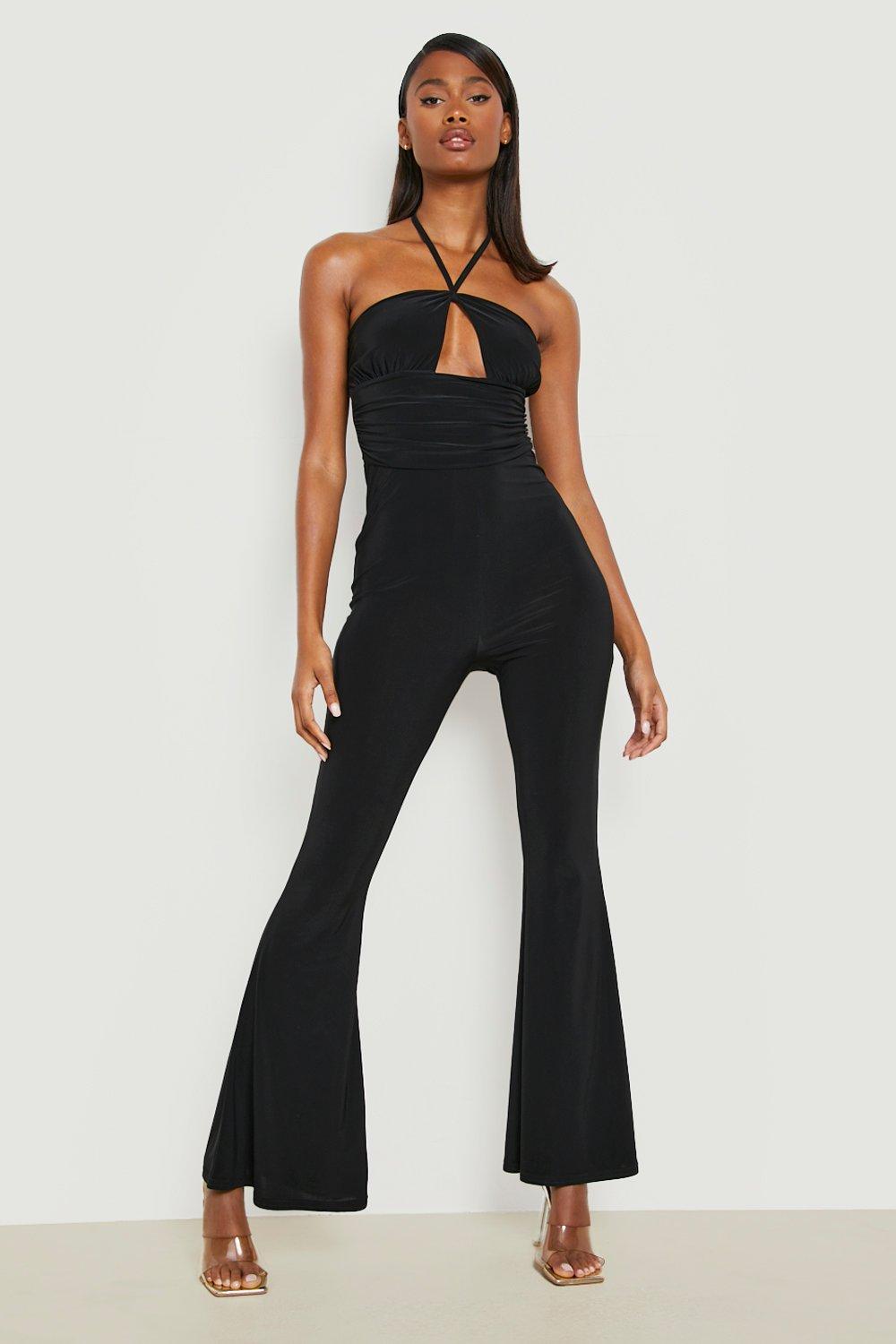 Halter neck deals flared jumpsuit