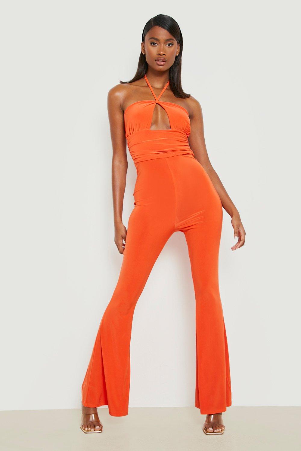 Crepe Seam Front Tab Detail Ankle Grazer Jumpsuit