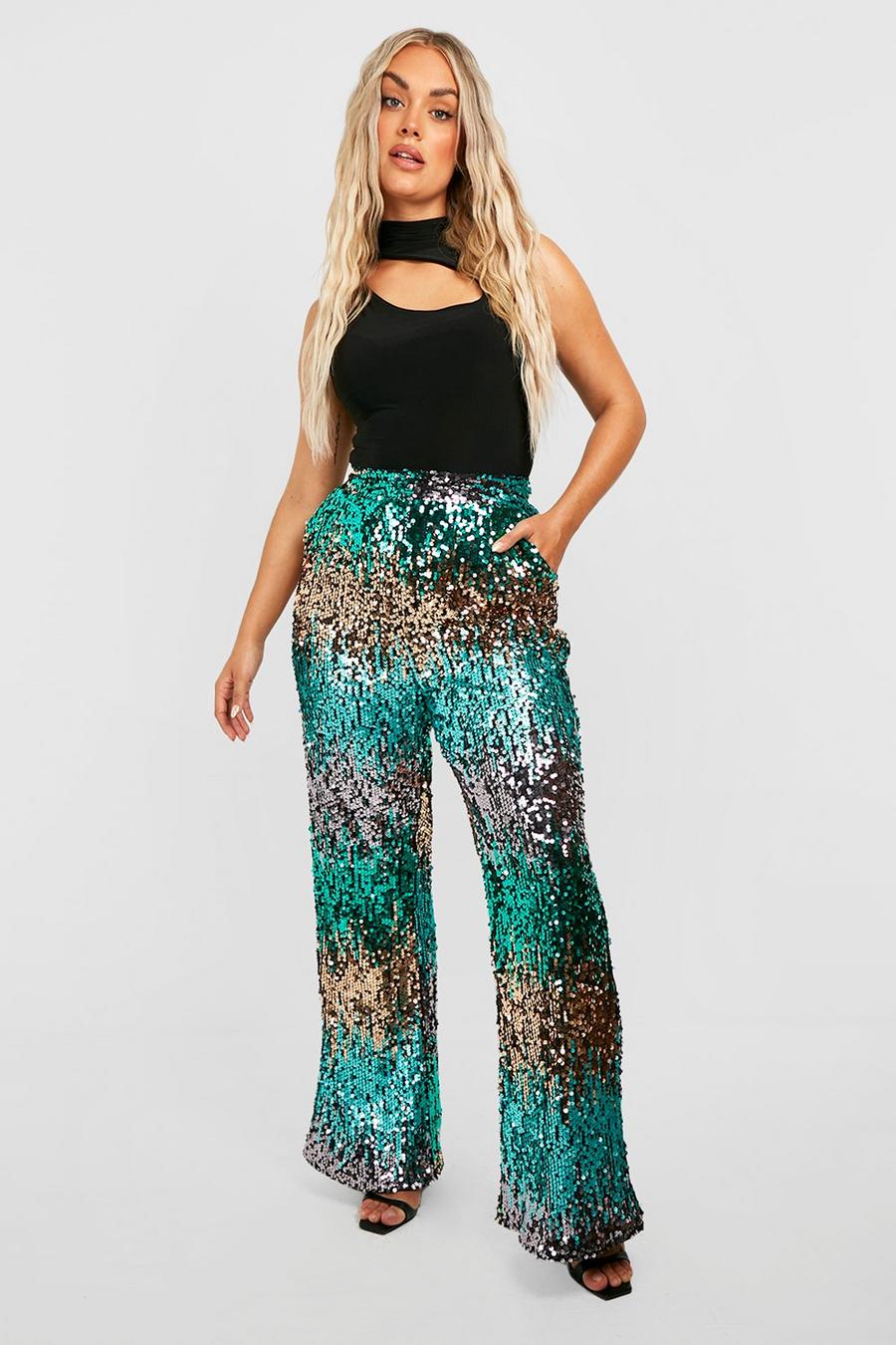 Multi Plus Ombre Sequin Wide Leg Trousers image number 1