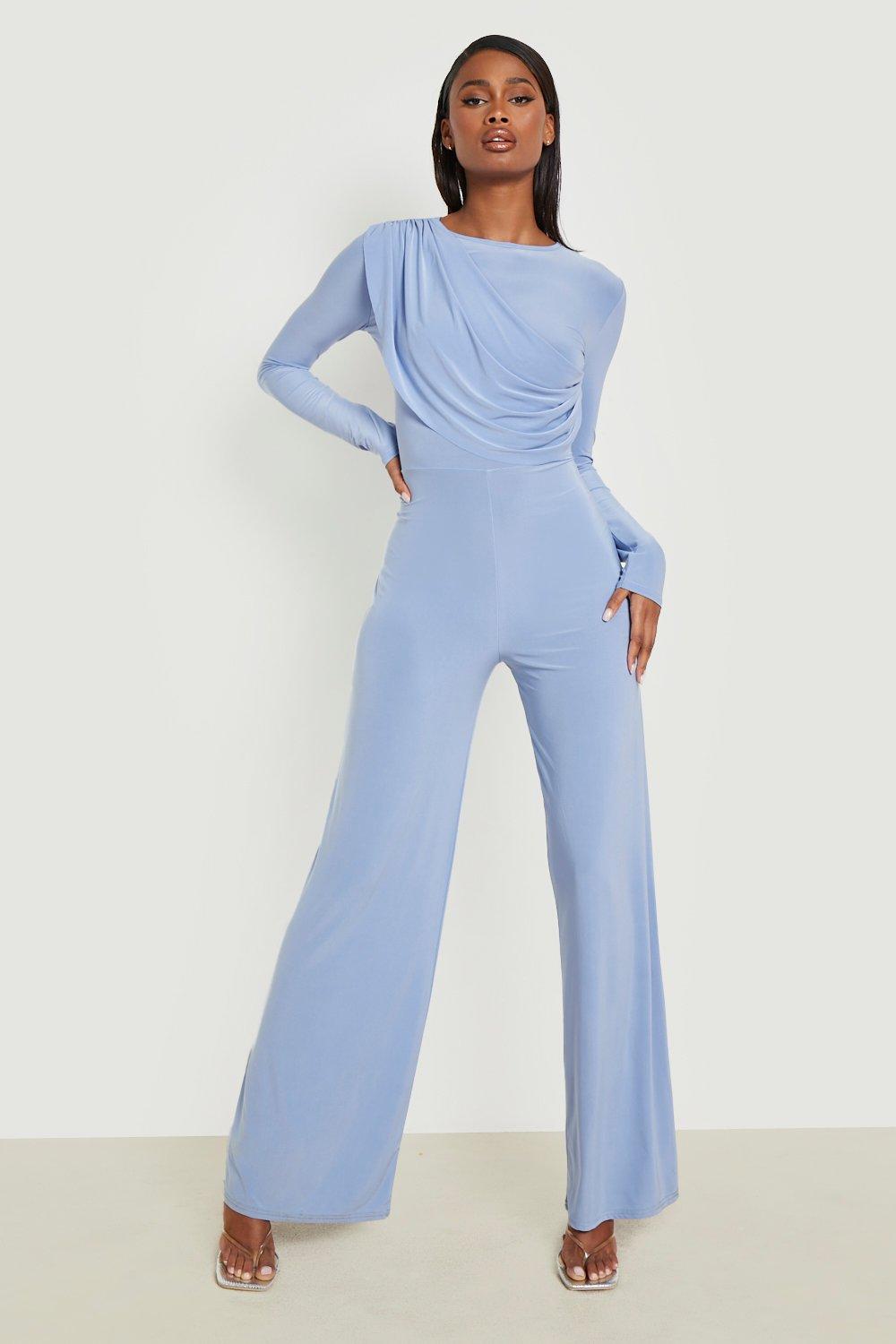 Blue cheap long jumpsuit