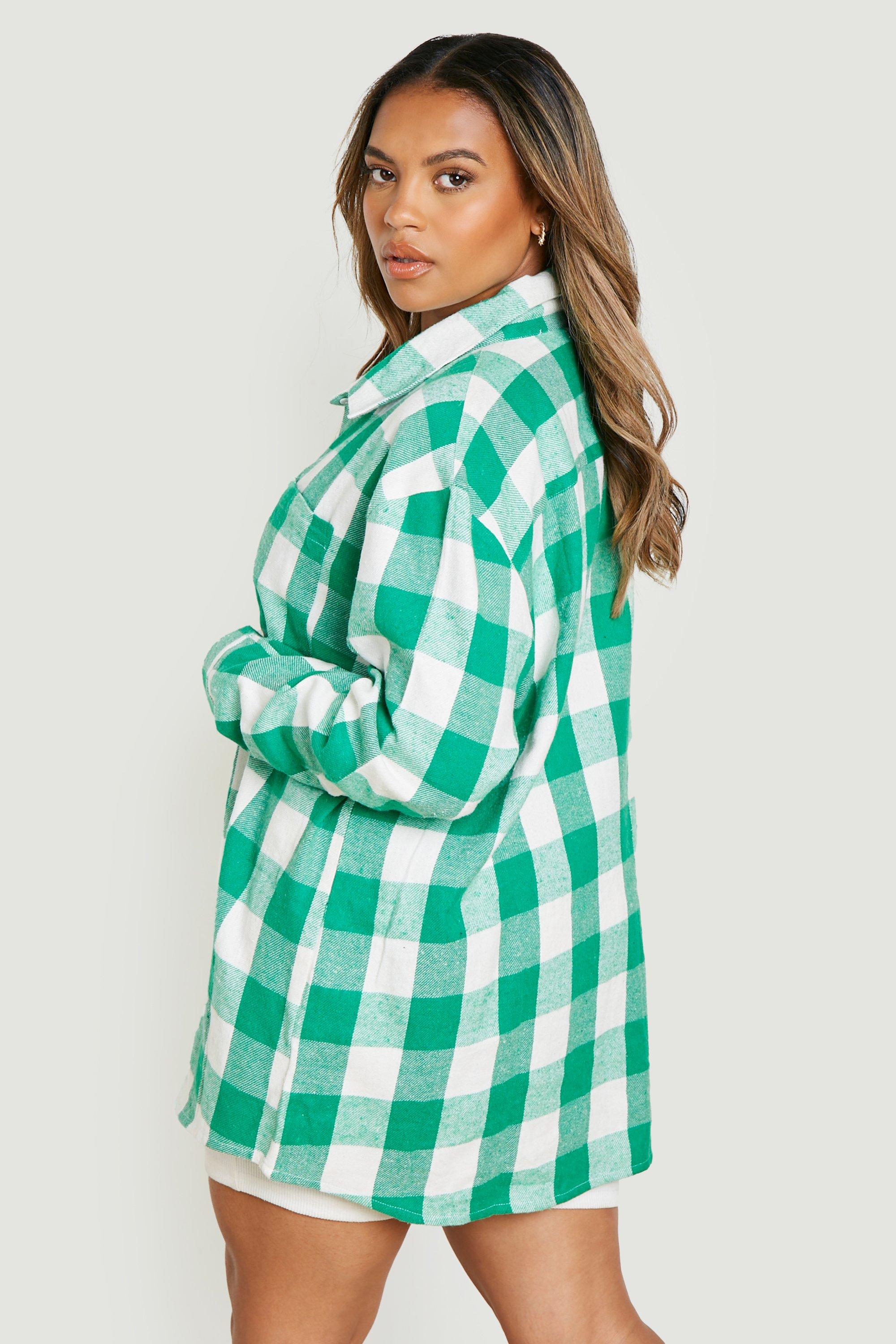 Womens plus size store buffalo plaid shirt