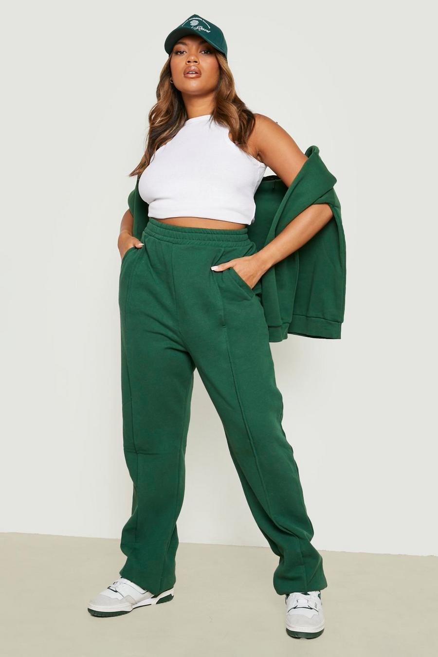 Green Plus Piping Detail Slouchy Wide Leg Track Pants image number 1
