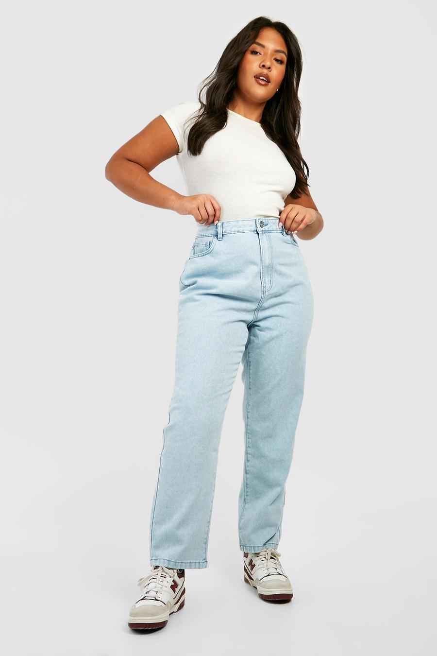 Plus Size High Waisted Denim Mom Jeans