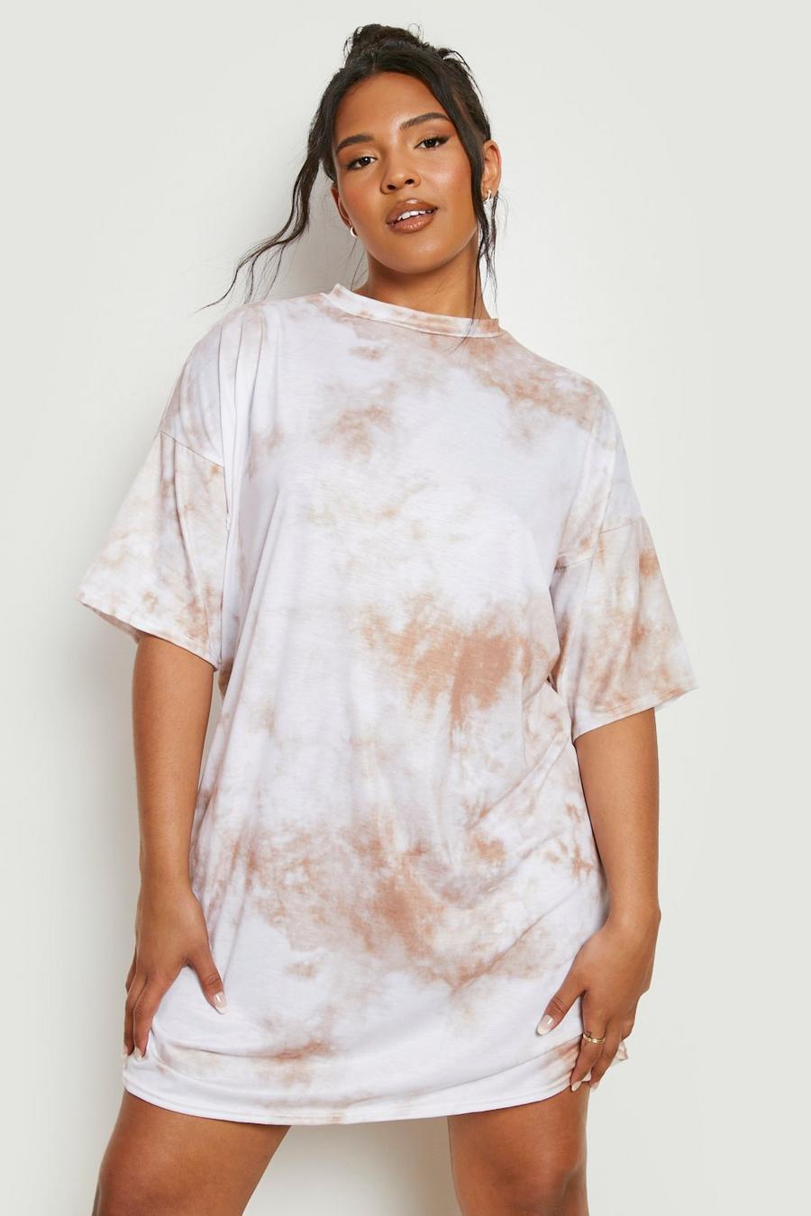 Grande taille - Robe t-shirt tie dye, Brown image number 1