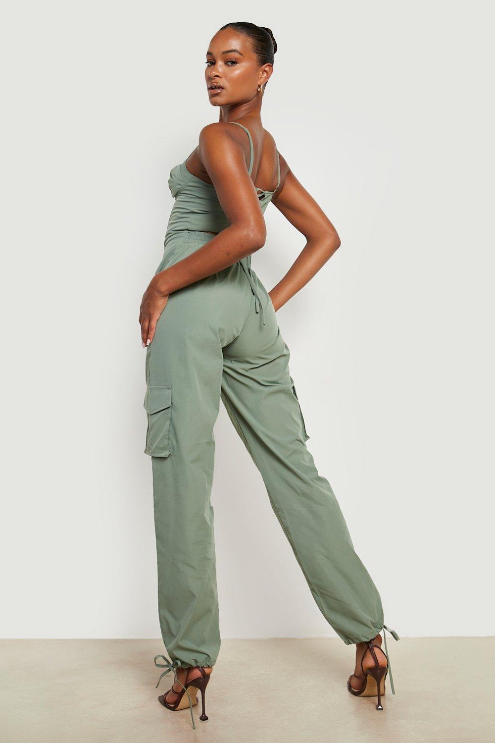Boohoo Synthetic Tall Corset Detail Cargo Jumpsuit in Chocolate Womens Clothing Jumpsuits and rompers Full-length jumpsuits and rompers Brown 
