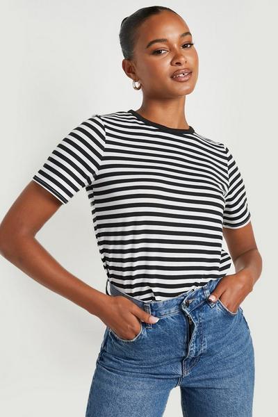 boohoo black Tall Stripe T-shirt