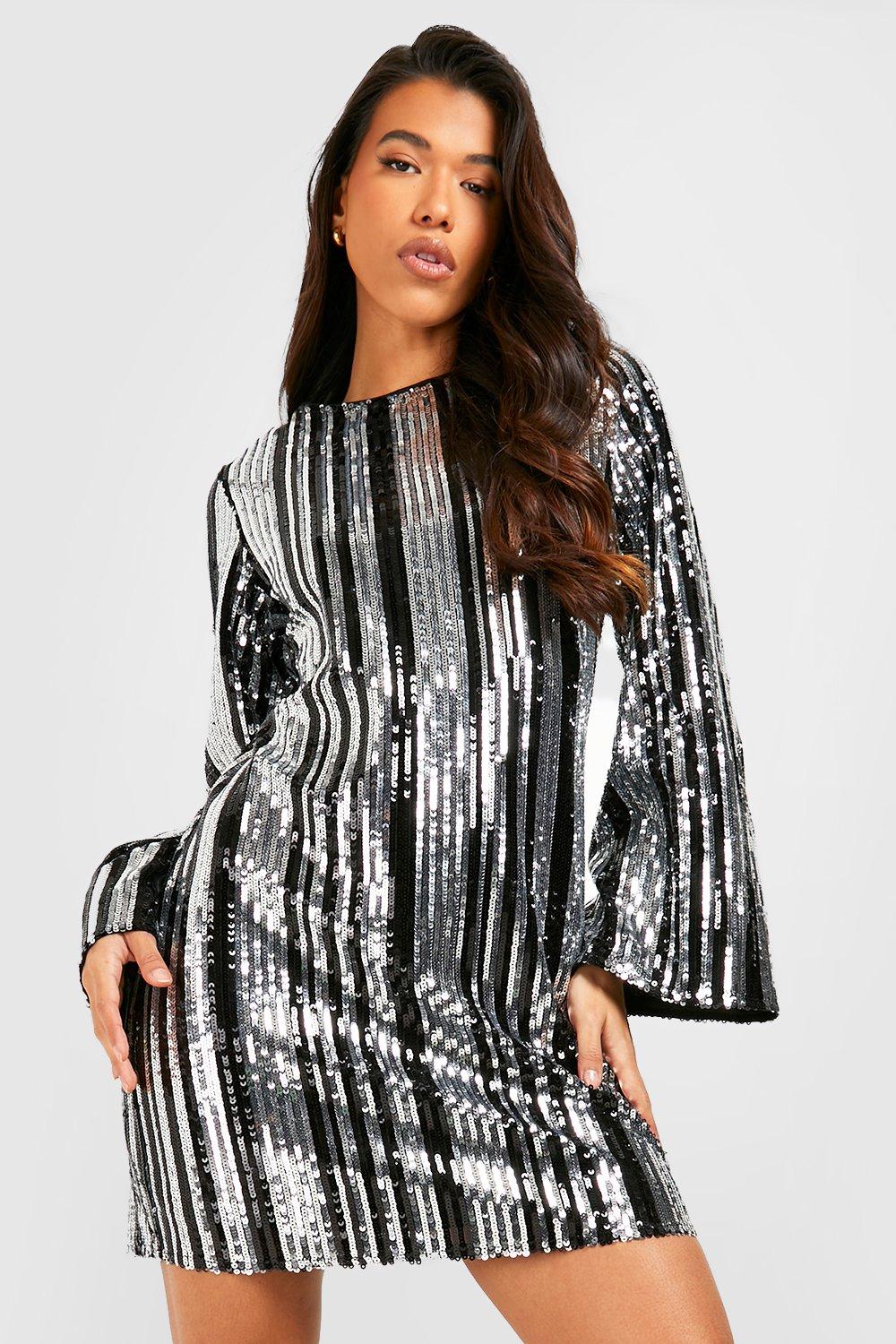 Tall Sequin Flare Sleeve Mini Shift Dress | boohoo USA