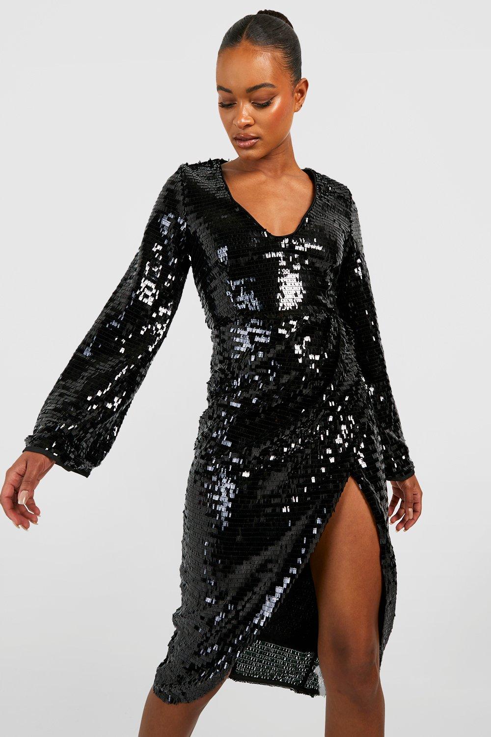 Boohoo long sleeve sequin dress best sale