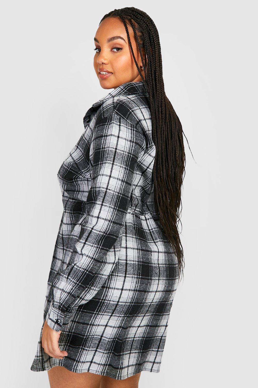 Flannel Tiered Shirtdress