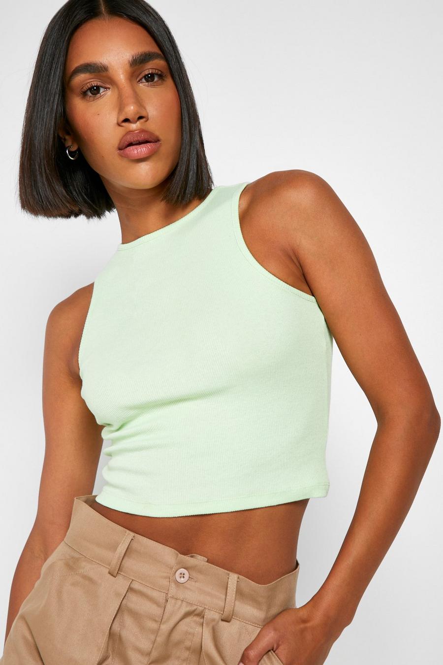 Lime Rib Racer Neck Tank Top image number 1