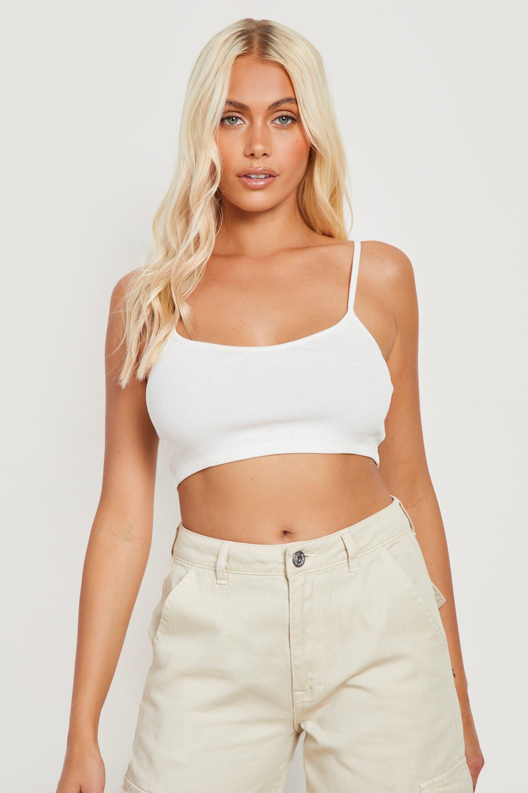 Geripptes Crop Top mit Spaghetti Tragern