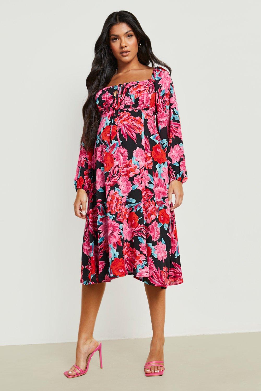 Boohoo floral maternity on sale dress