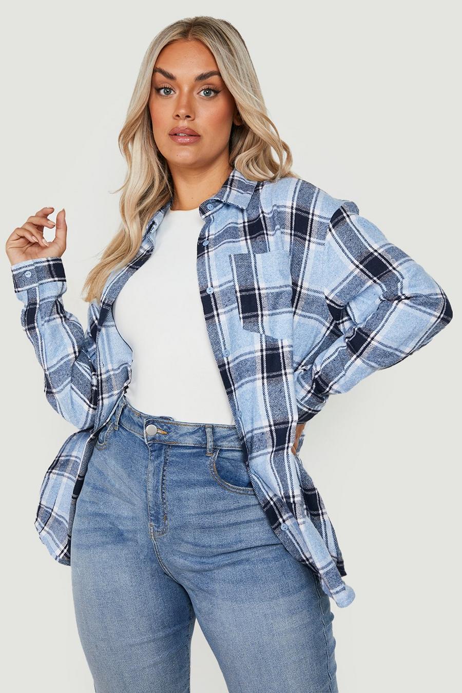 Blue Plus Brushed Checked Shirt 