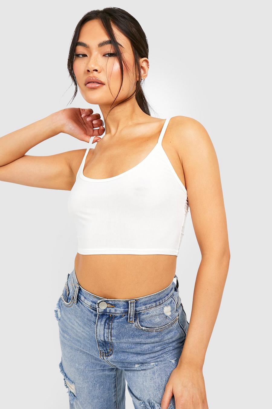 Ivory Slinky Strappy Crop Top image number 1