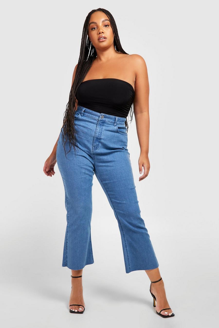 Grande taille - Jean flare taille haute, Mid wash image number 1
