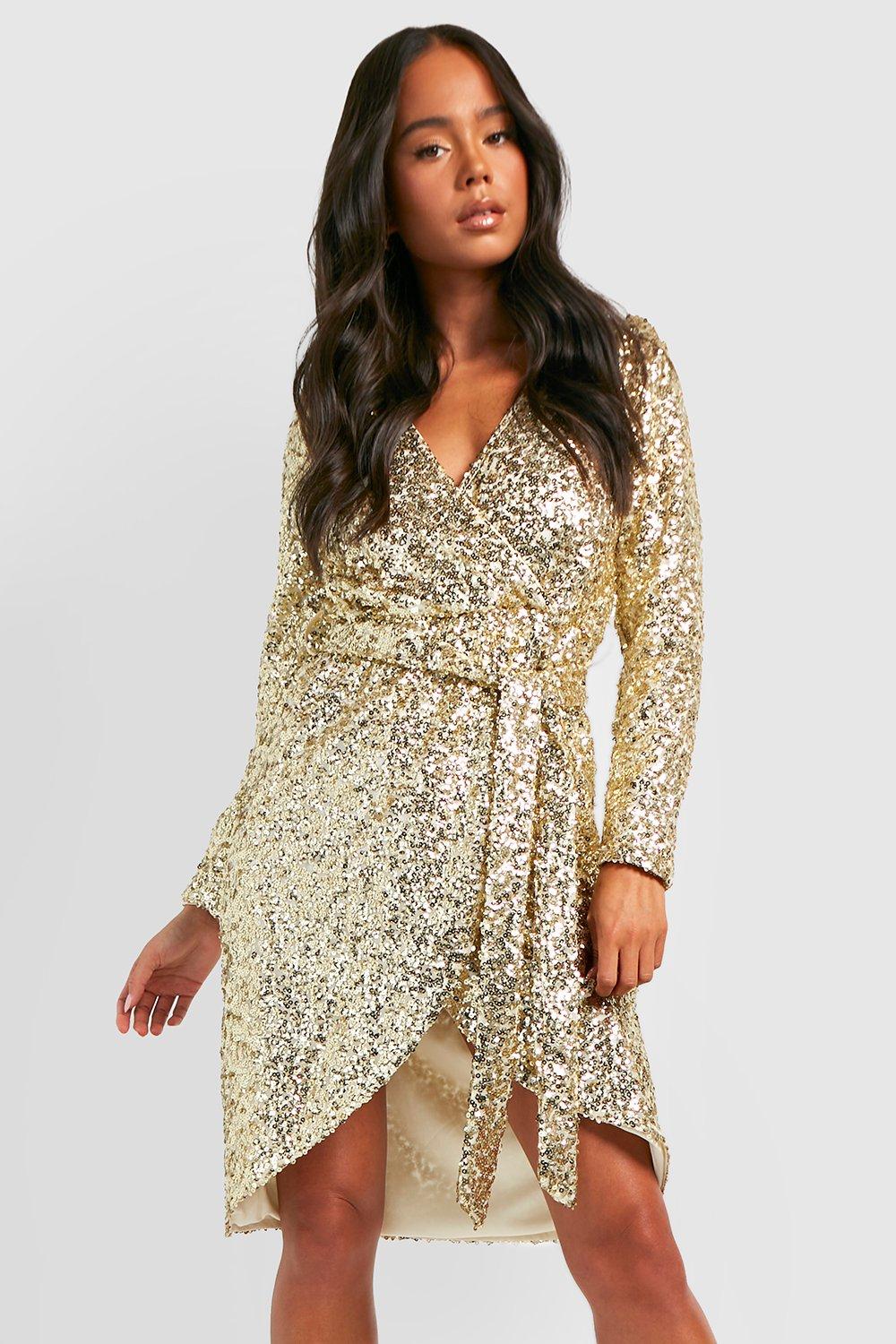 Dresses, Sequin Puff Sleeve Belted Midi Dress