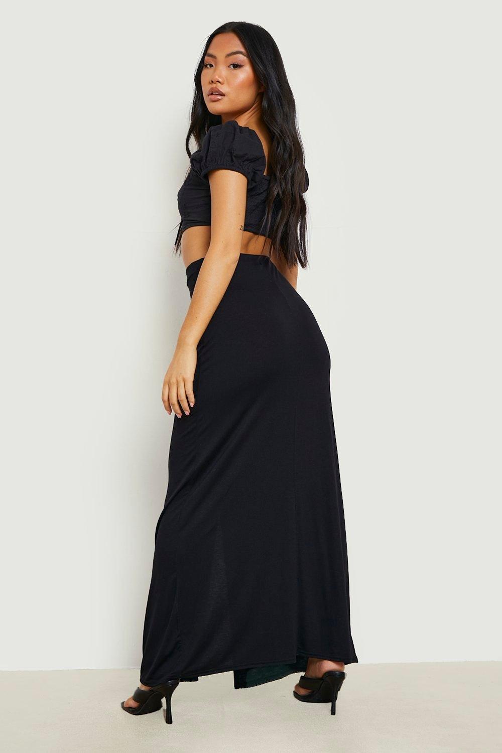 Black jersey 2025 maxi skirt petite