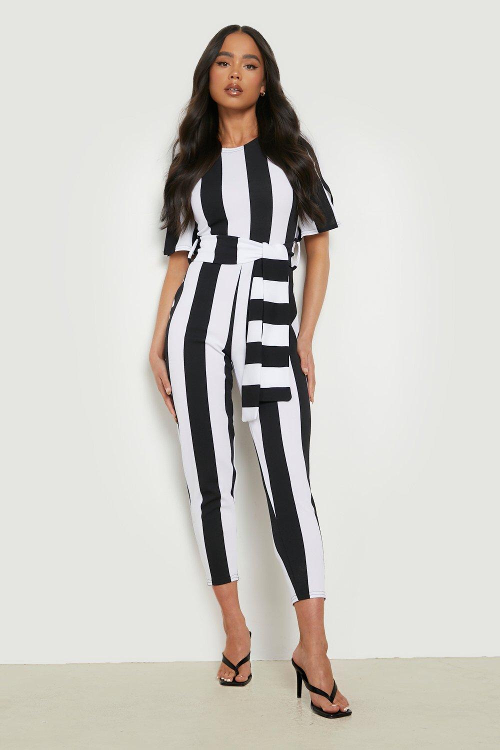 Long sleeve striped jumpsuit sale