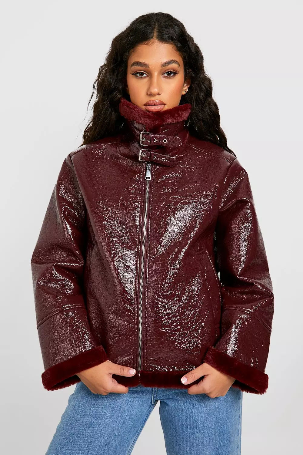 Aviator jacket burgundy sale