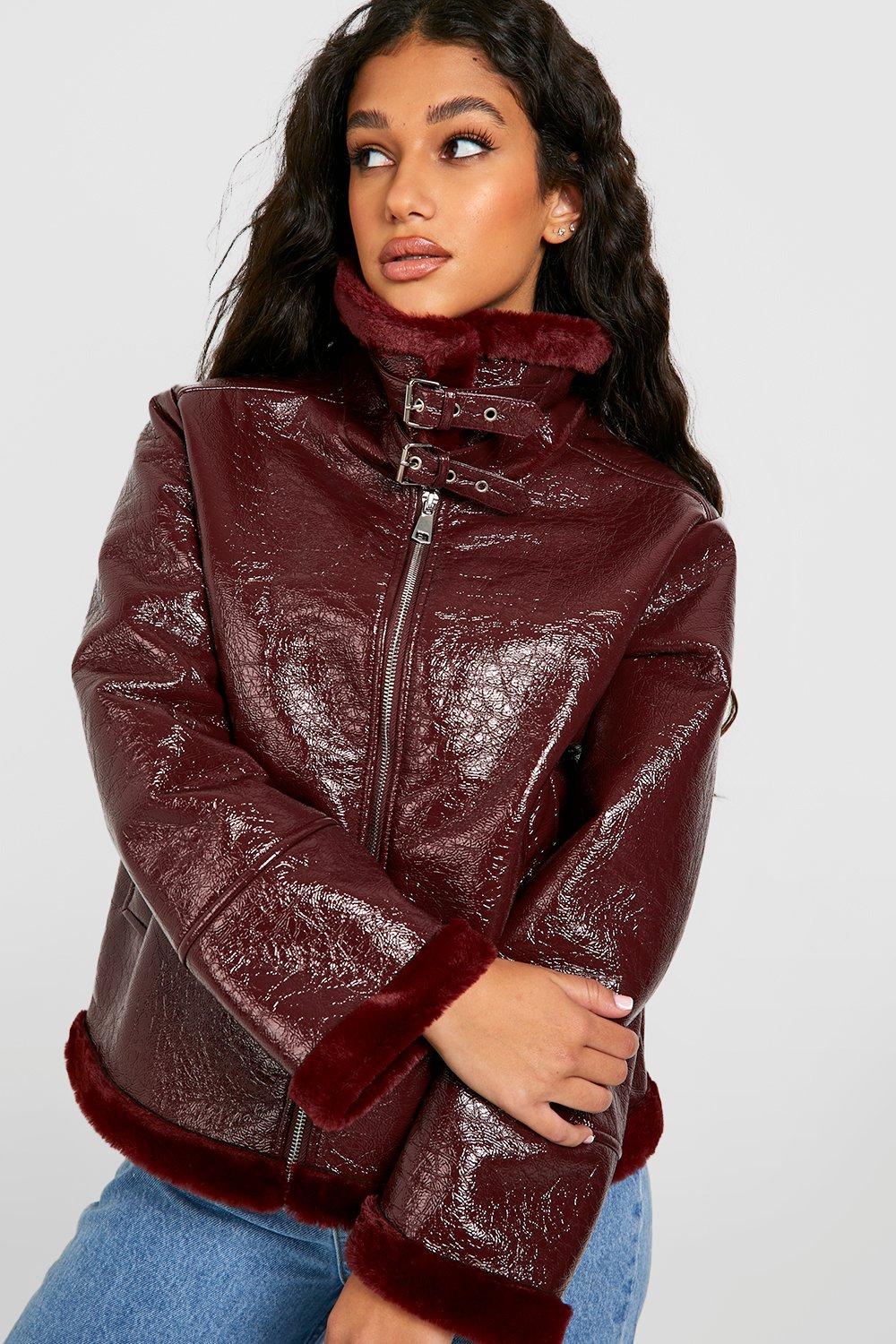 Aviator hot sale jacket burgundy